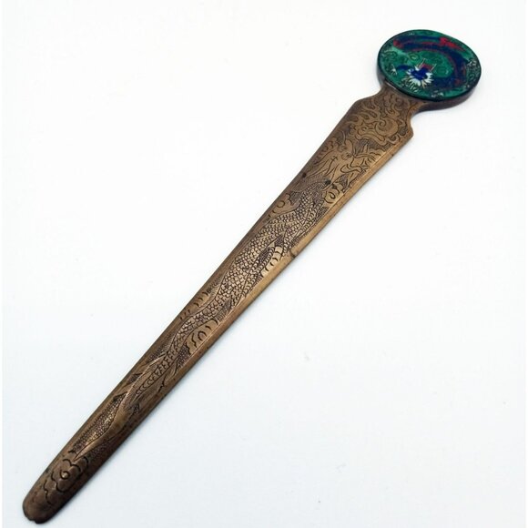 Letter Opener Dragon Enamel Handle 7.25 Inch Metal Office Vintage Desk Tool - Picture 16 of 16
